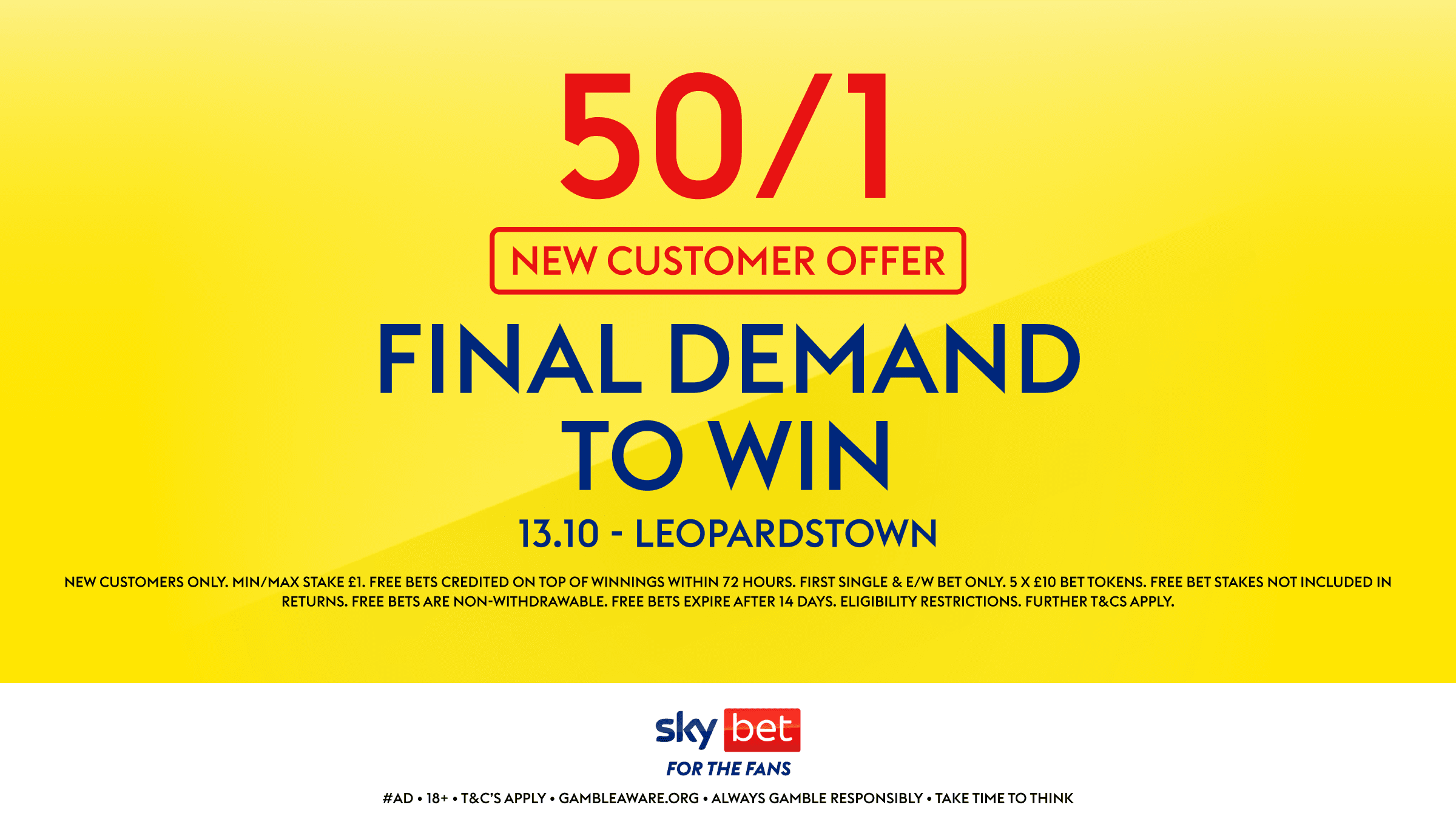 Sky Bet Sign Up Offer: Get 50/1 For Final Demand To Win The 13.10 Leopardstown