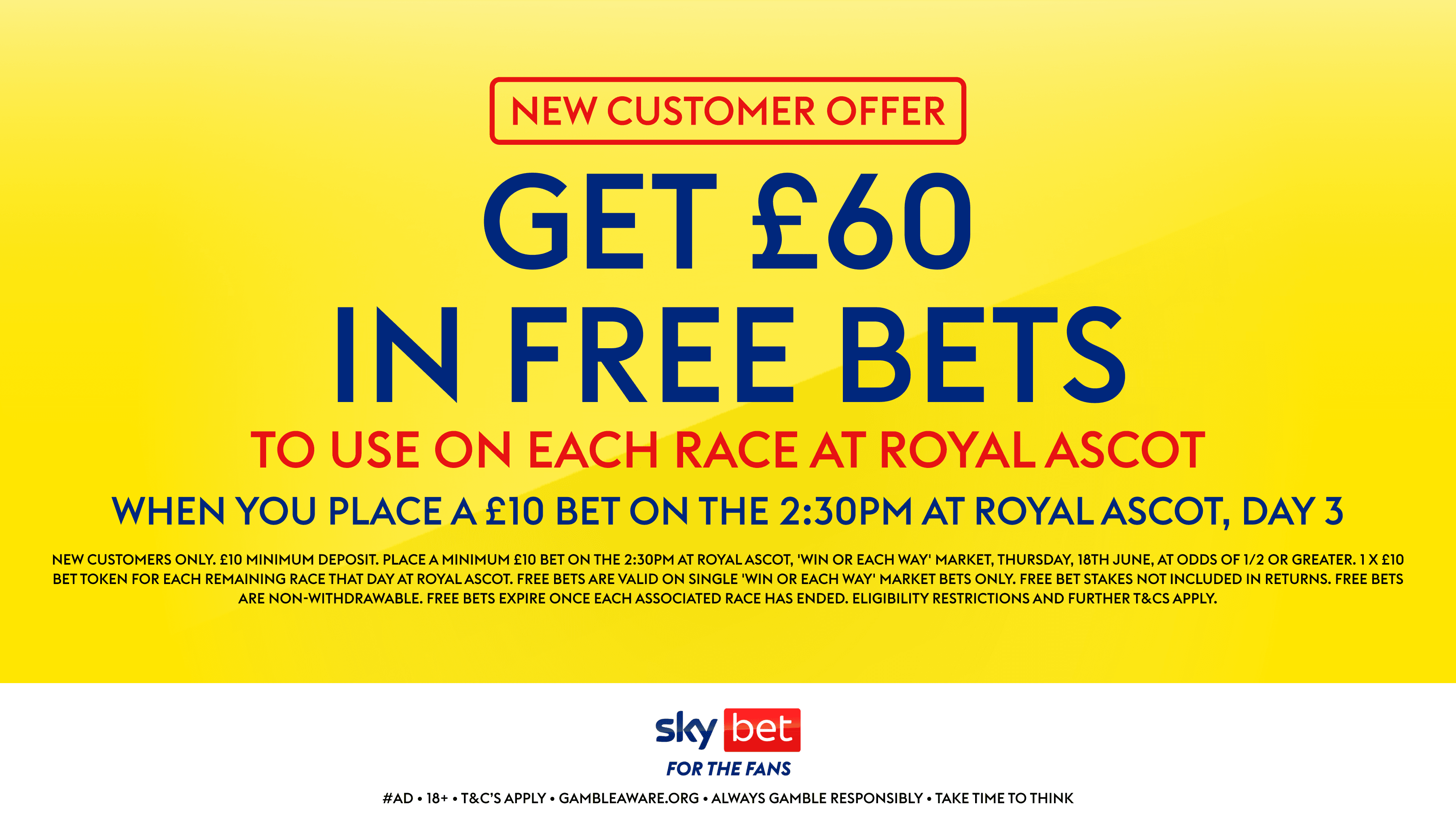 Sky Bet Sign Up Offer - £60 In Free Bets For Royal Ascot